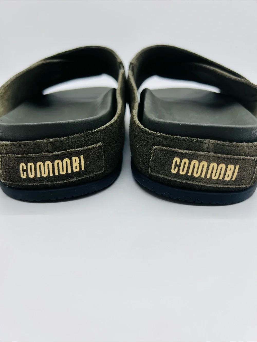 Commbi Unisex The Ollie Slide Sandals in Olive with Cushioned Footbed
